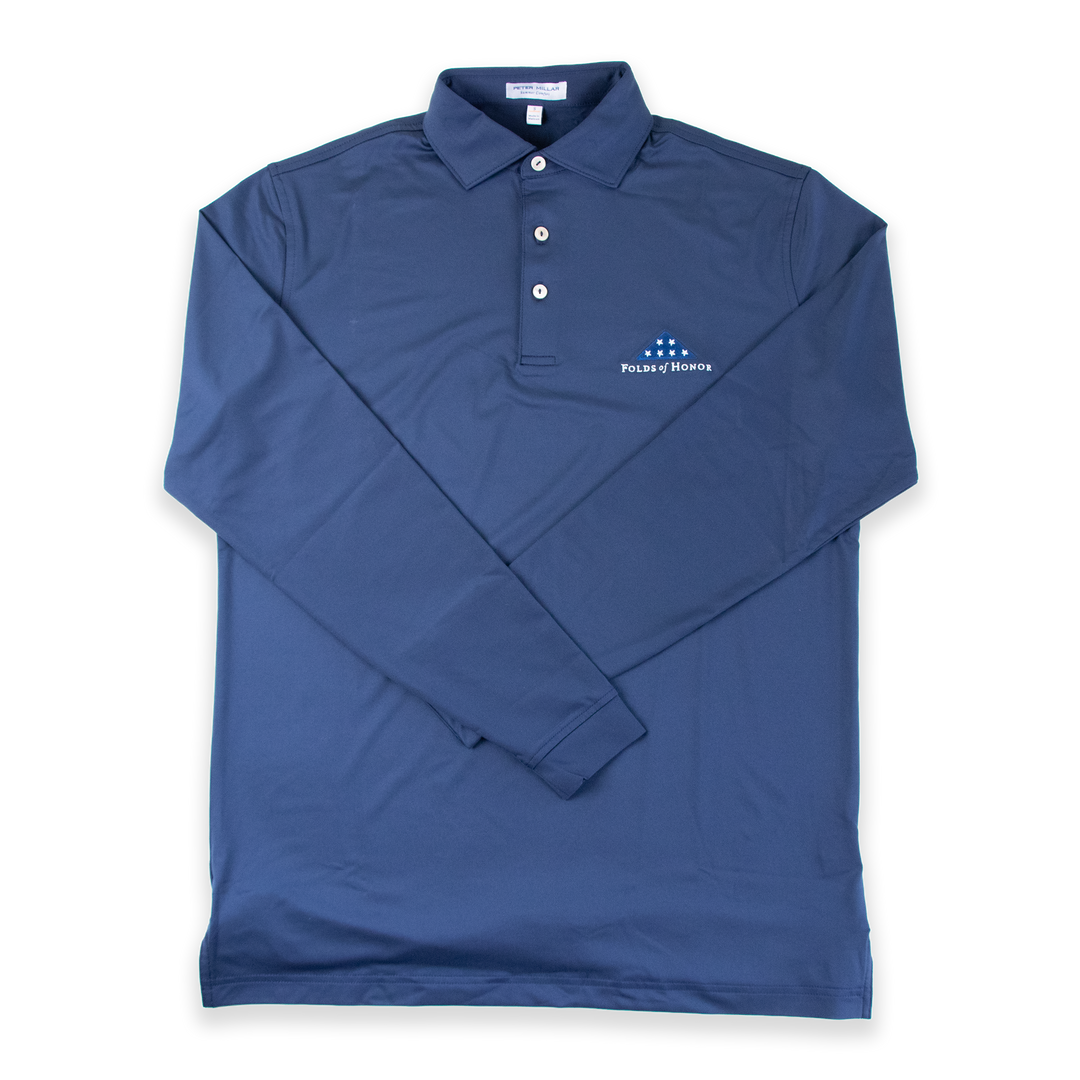 Peter Millar Solid Stretch Jersey Polo Long Sleeve - Navy – Folds
