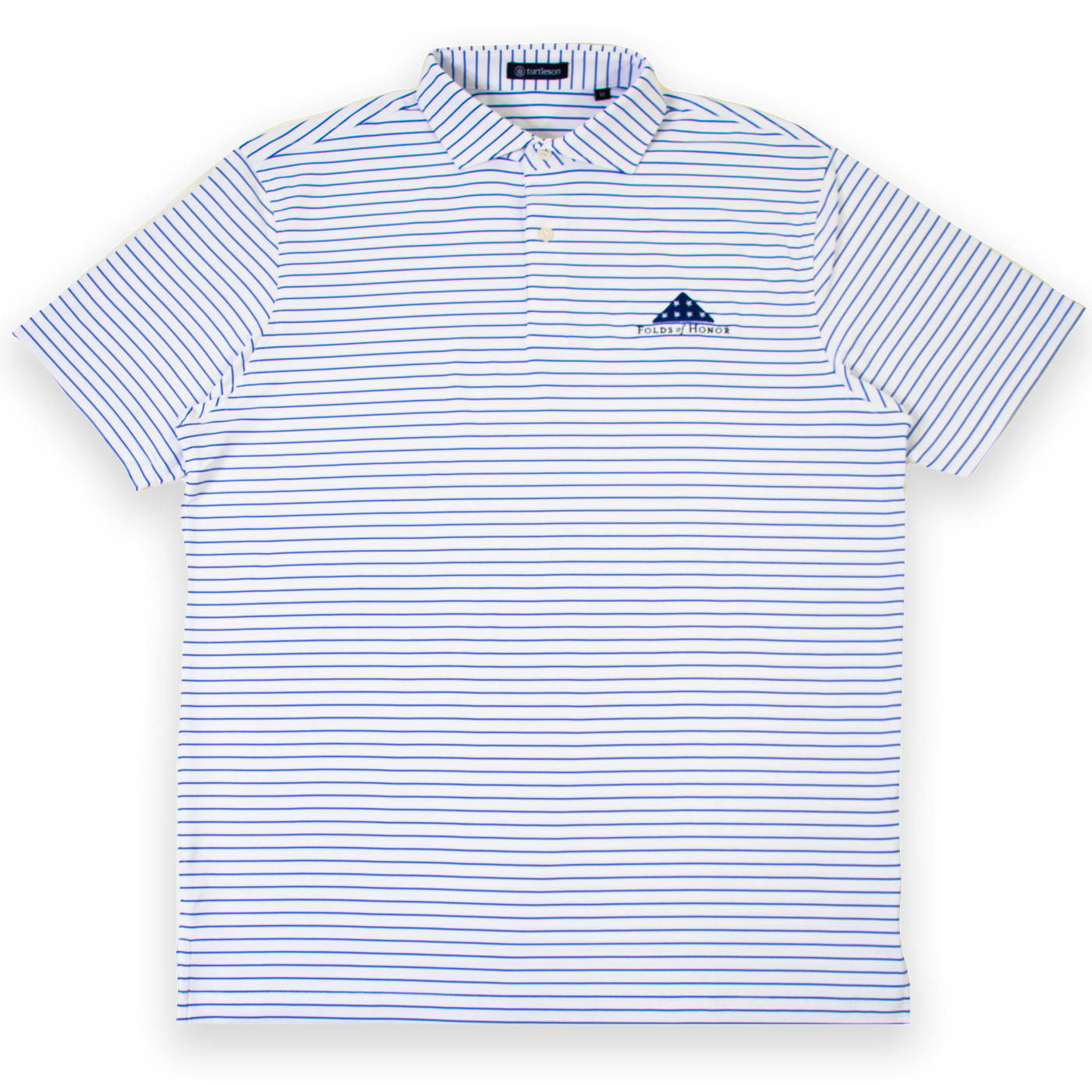 Turtleson Broad Stripe Performance Polo - Marine/White